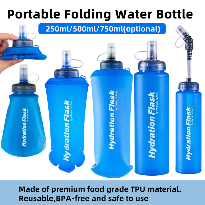 Water Bag Collapsible - 250ml 500ml 750ml portátil dobrável garrafa