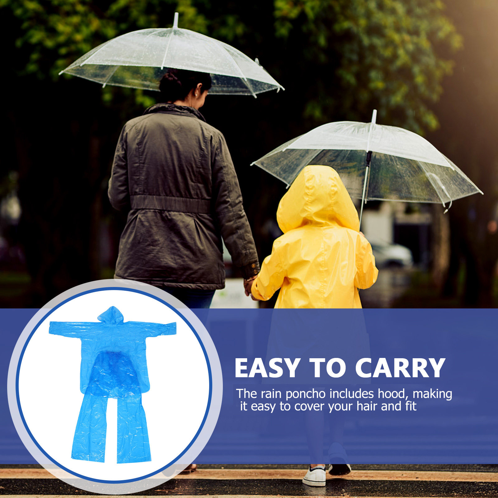 Emergency Poncho Rain - Conjunto de Capa de Chuva Transparente